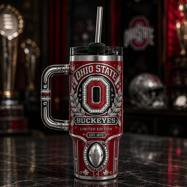 OSU Heritage Crest - Scarlet and Silver Drinkware Composition - main