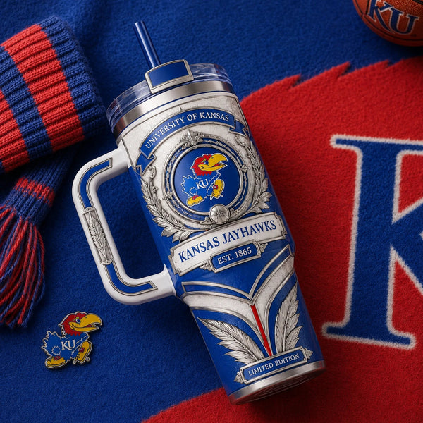KU Crest in Blue and Silver - Heritage Tumbler - main