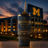 MICH and The Big House - Navy and Gold Stadium Tumbler