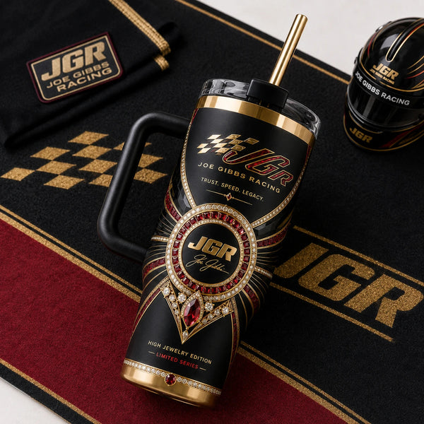 JGR Obsidian - Checkered Crest and Gilded Ornament Tumbler - main