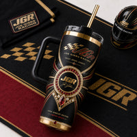 JGR Obsidian - Checkered Crest and Gilded Ornament Tumbler