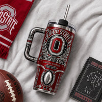OSU Heritage Crest - Scarlet and Silver Drinkware Composition