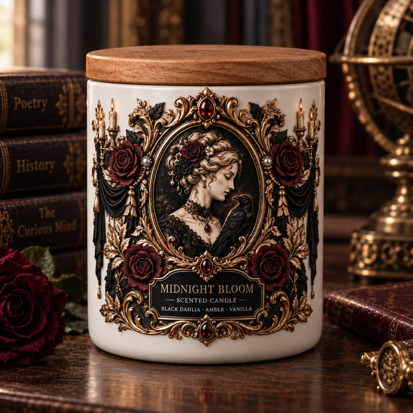 Midnight Bloom - Victorian Gothic Cameo Candle - main