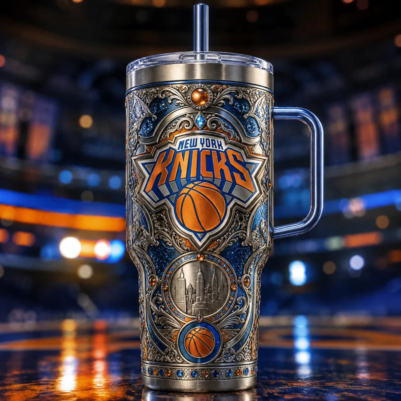 NYK Filigree - Ornate Blue and Orange Tumbler Statement