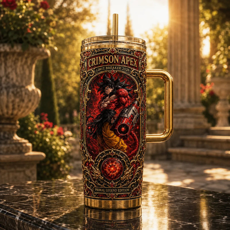Crimson Apex - Goku Framed in Gold and Ember