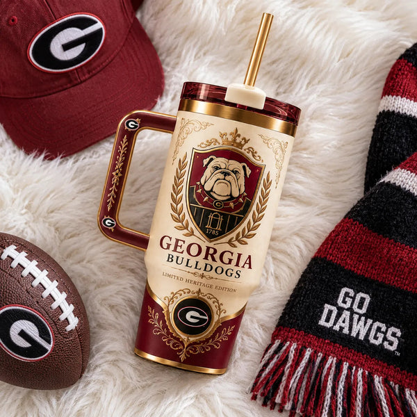 UGA Heritage Crest - Cream and Crimson Tumbler - main
