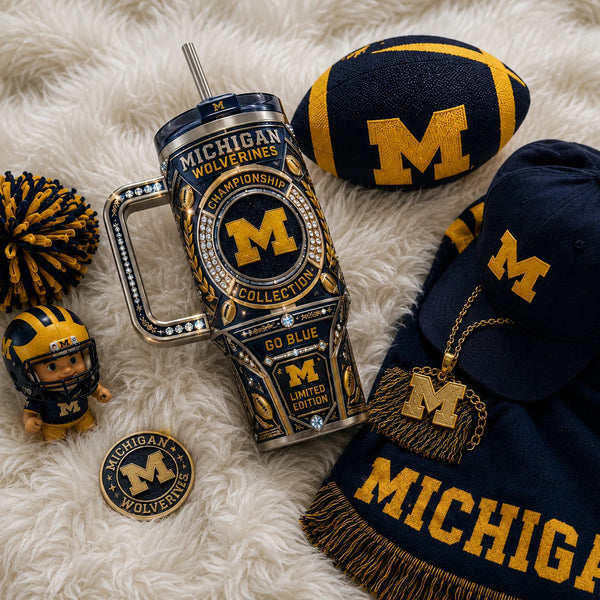 MICH Go Blue - Gold Crest and Navy Heritage Tumbler - main