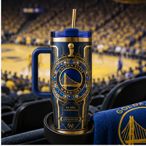 GSW Gold Deco Emblem - Bold Blue Tumbler Presence - main