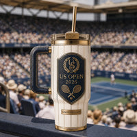 Ivory and Navy - A Tennis Crest Study in Gold Relief