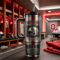 OSU Pewter Panel - Helmet, Scarlet Stripe and Stadium Relief