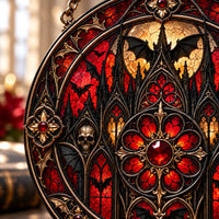 Crimson Rose Window - Gothic Symmetry, Bats and Quiet Menace