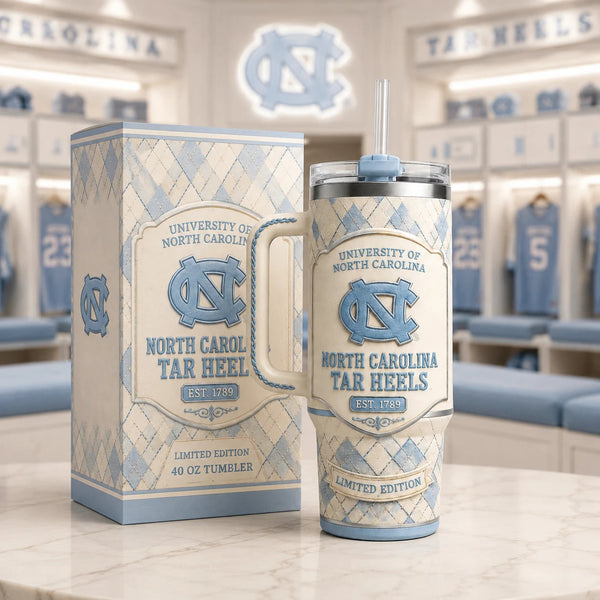 UNC Argyle Heritage - Carolina Blue Crest Tumbler - main