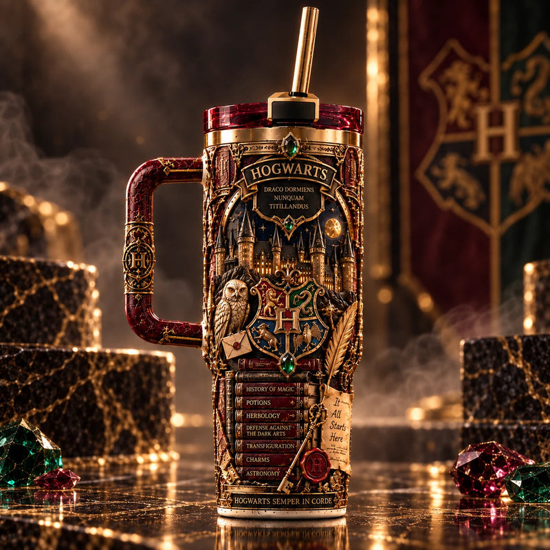 It All Starts Here - Hogwarts Crest Tumbler in Crimson and Gold
