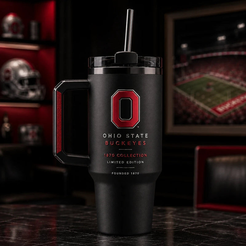 OSU Blackout - Scarlet Block O on a Tonal Tumbler