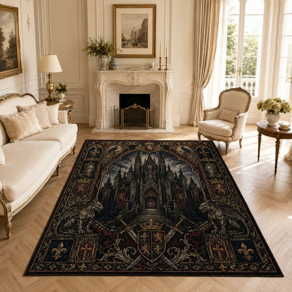 Gothic Cathedral Rug - Stone Guardians and Heraldic Shadow - main