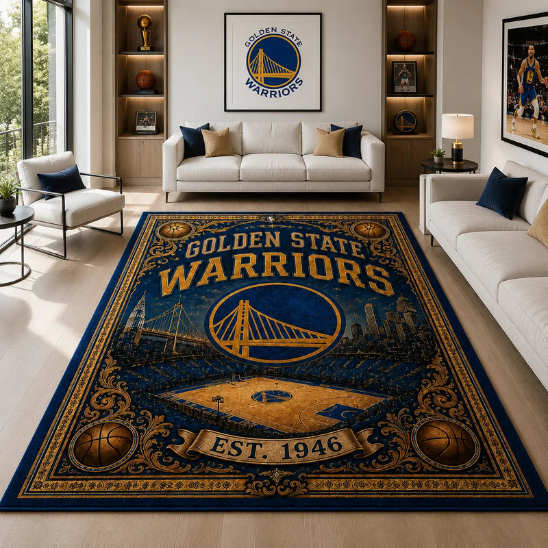 GSW Heritage Floor - Bridge Emblem in Gold and Navy