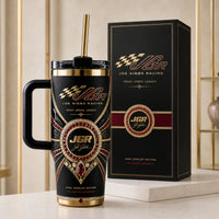 JGR Obsidian - Checkered Crest and Gilded Ornament Tumbler