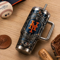NYM Heritage Panel - Ornamental Navy and Orange Tumbler