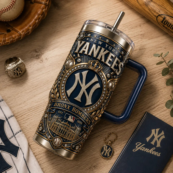 NYY Heritage Crest - Navy and Gold Ornamental Tumbler - main
