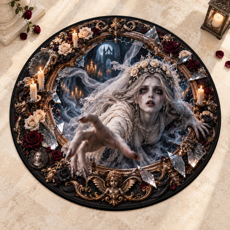 Through the Glass - Gothic Bride Reaching Out Round Rug