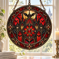 Crimson Rose Window - Gothic Symmetry, Bats and Quiet Menace