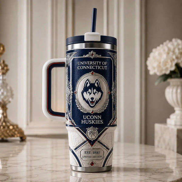 UCONN Heritage Crest - Navy and Ivory Wraparound Tumbler - main