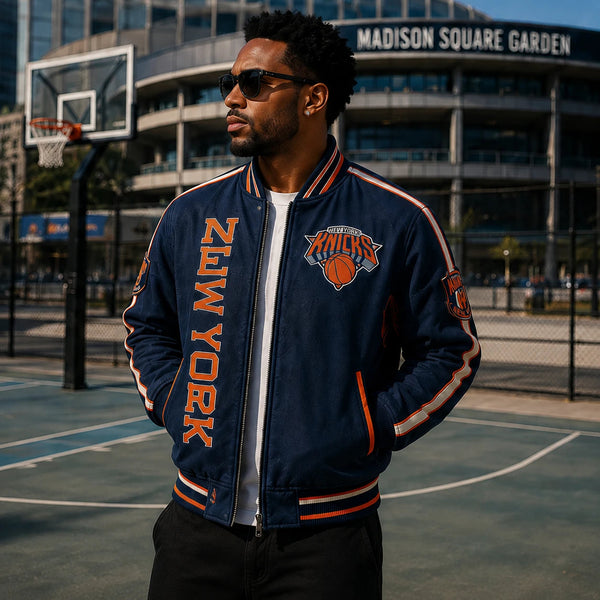 NYK Court Standard - Navy, Orange and Vertical Lettering - main