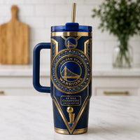 GSW Medallion - Navy and Gold Wraparound Tumbler