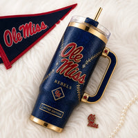 MISS Heritage - Navy Script and Gilded Crimson Tumbler
