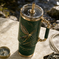 River & Rise - Gilded Mayfly on Forest Green