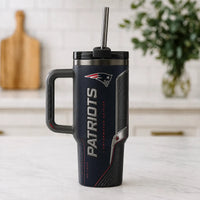 NE Carbon Navy - Vertical Crest Tumbler in Chrome and Red