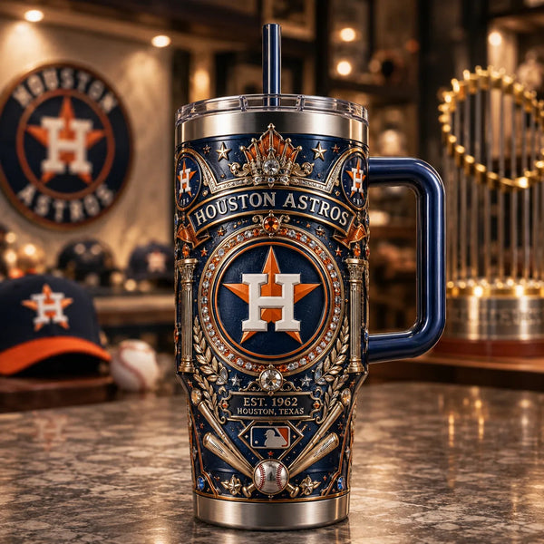 HOU Heritage Crest - Ornate Navy and Gold Tumbler - main