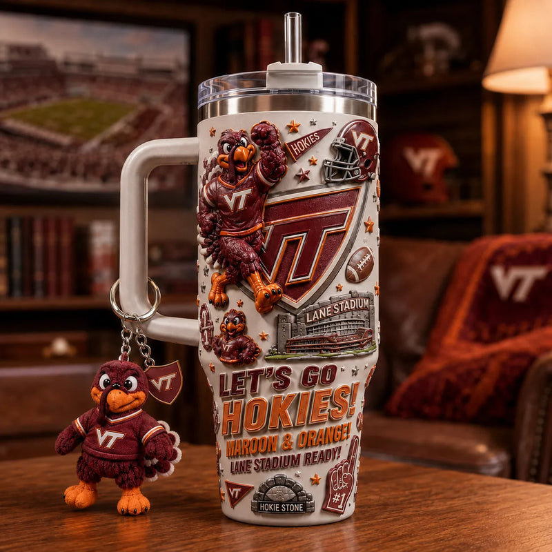 Let's Go Hokies - VT Game Day Tumbler in Maroon and Orange