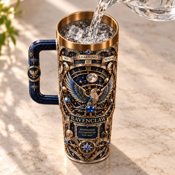 Knowledge Illuminates the Way - Blue and Bronze Astronomer's Tumbler - main
