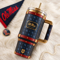Ole Miss - Navy Monogram, Crimson Trim and Quiet Collegiate Elegance